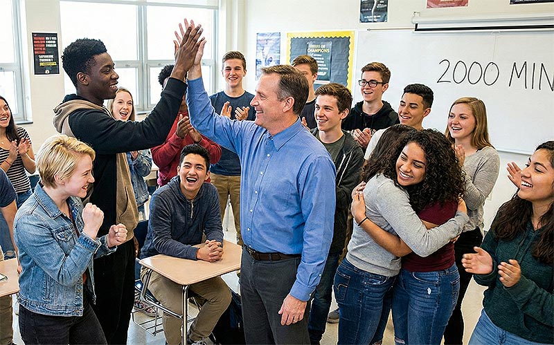 Profesor y estudiantes